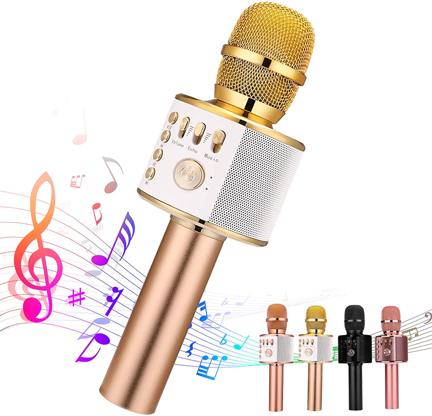 Compatible with Android and iOS Devices Wireless Microphone,Karaoke machine Portable Bluetooth Microphone with Speaker Handheld Microphone for Home Party Singing and Conference