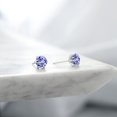 thumbnail image 4 of Gem Stone King Blue Tanzanite Platinum Stud Earrings for Women Men (1.80 Cttw, Gemstone Birthstone, Round 6MM), 4 of 6