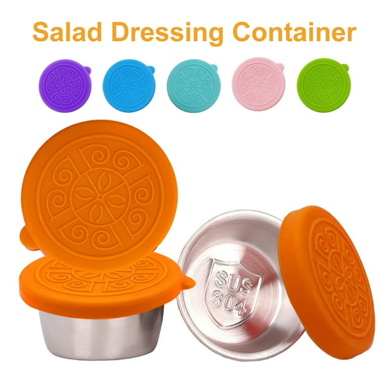 Leakproof Dips Containers Compatible with Most Bento Lunch Box, 2x 4 oz Salad  Dressing Container To Go,Small Silicone Snack Condiment Container with Lids  for kids,Container for School Lunch Picnic Travel