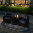 thumbnail image 4 of Costway 3 PCS Patio Rattan Furniture Set Cushioned Conversation Set Sofa Gray, 4 of 10