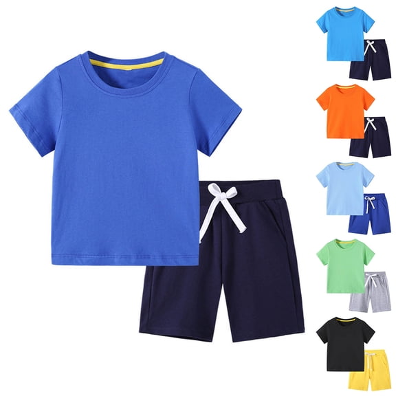 Piuwrlz Kids Outfit Set for Girls Summer Short Sets Solid Color T-Shirt and Shorts Set Green Size 3 Years