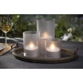 thumbnail image 2 of LED 5"D X 9"H Outdoor Candle in Frosted Glass. Next Gen LED Flame Patented Technology w/ Adjustable Brightness & Remote Control. 2 C Batteries (Not Included). Multi Timer Function, 4, 6 & 8 hr, 2 of 2
