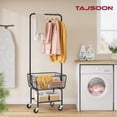 thumbnail image 6 of Laundry Cart with Hanging Rack, Metal Laundry Basket with Wheels, Laundry Hamper with Storage Basket and Shelf, Rolling Laundry Cart with Wheels, Black, 6 of 8