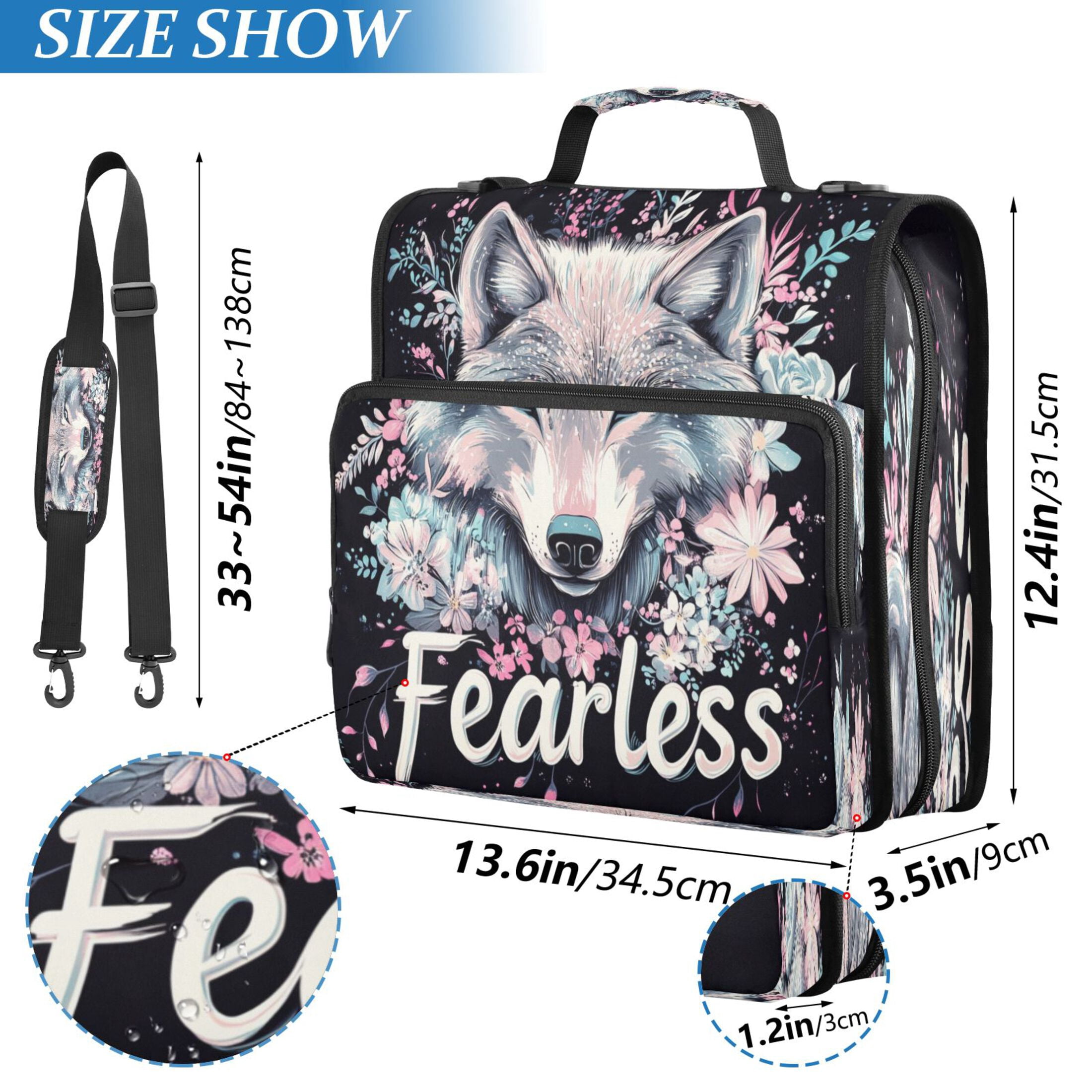 YAZAOO Zipper Binder trapper keeper Documents Organized Design Fearless Spirit Printed