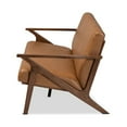 thumbnail image 4 of Baxton Studio Bianca Mid-Century Modern Walnut Brown Finished Wood and Tan Faux Leather Effect Sofa, 4 of 7