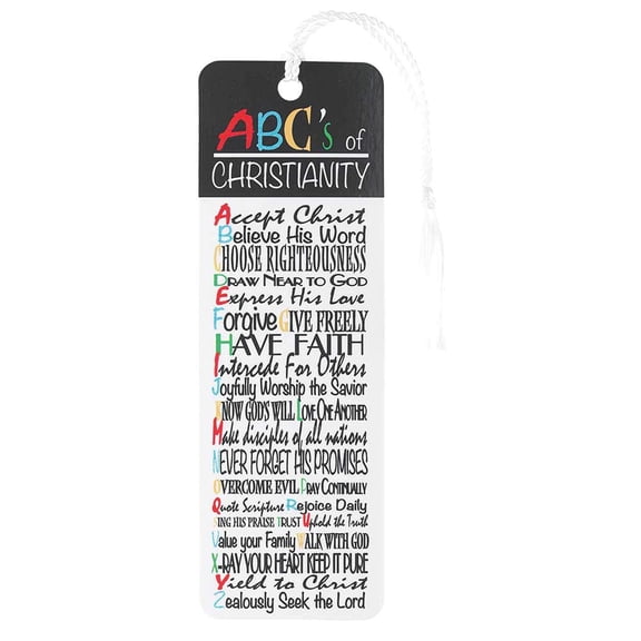 Abc's of Christianity List Bold Primaries Cardstock Tassel Bookmarks, Pack of 12