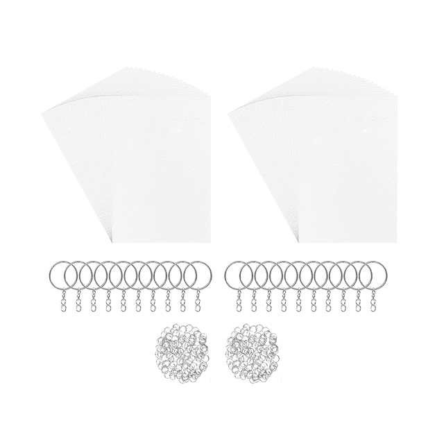260 Pcs Heat Shrink Plastic Sheet Kit Shrinky Art Film Paper with Keychains Accessory for DIY Handmade Craft
