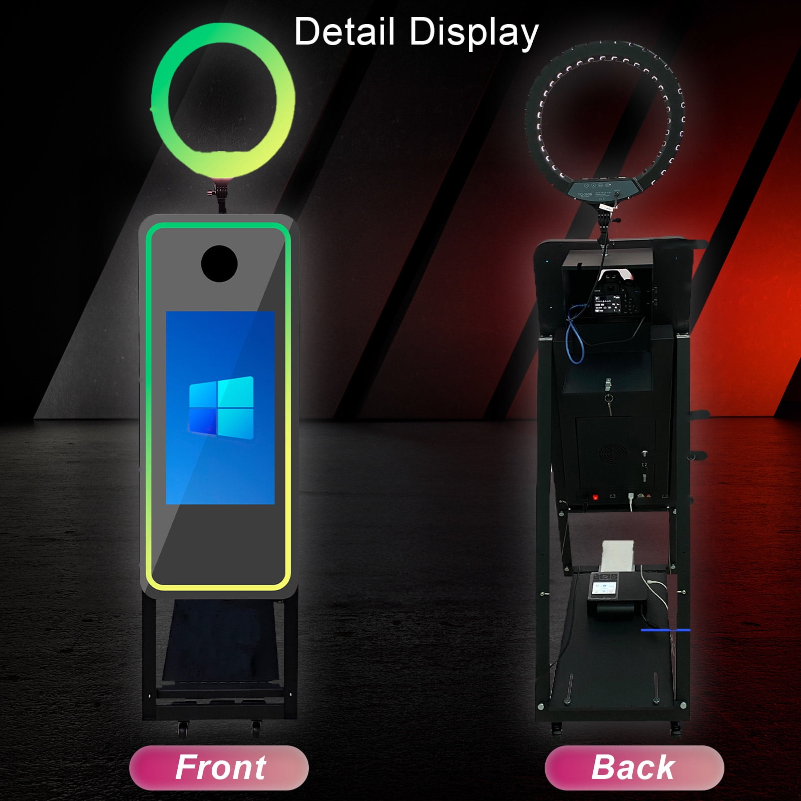 PAAFNN 40" Photobooth with 21.5" Touch Screen Selfie Machine Ring Light for Party Events