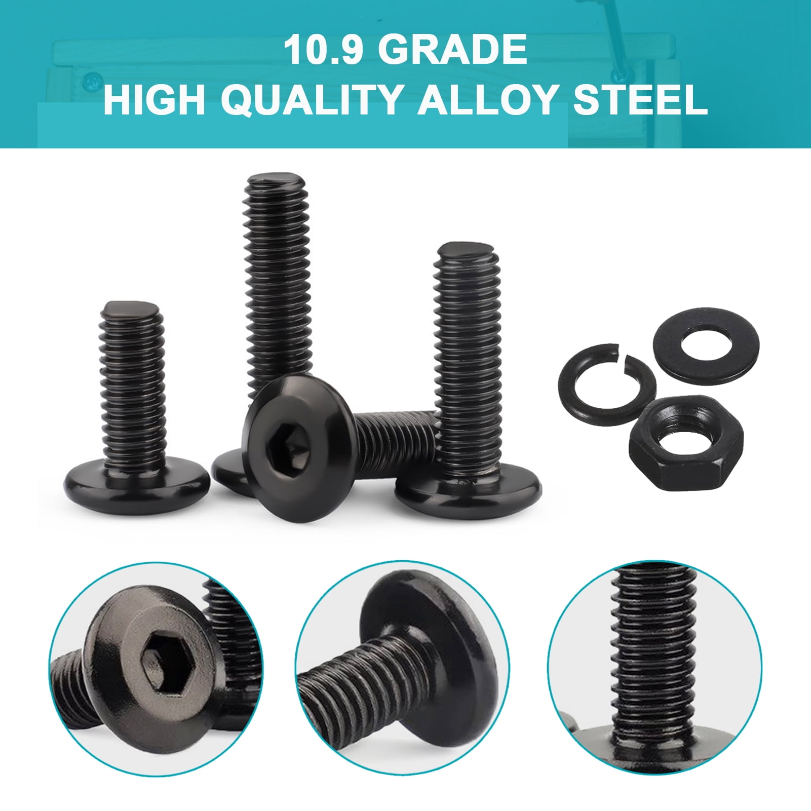 Machine Screw Assortment Kit M2 M3 M4 M5 Metric Bolts and Nuts Kit with Lock and Flat Washers Hex Button Head 10.9 Alloy Steel Cap Screw Set with Allen Wrench 2020 Pcs