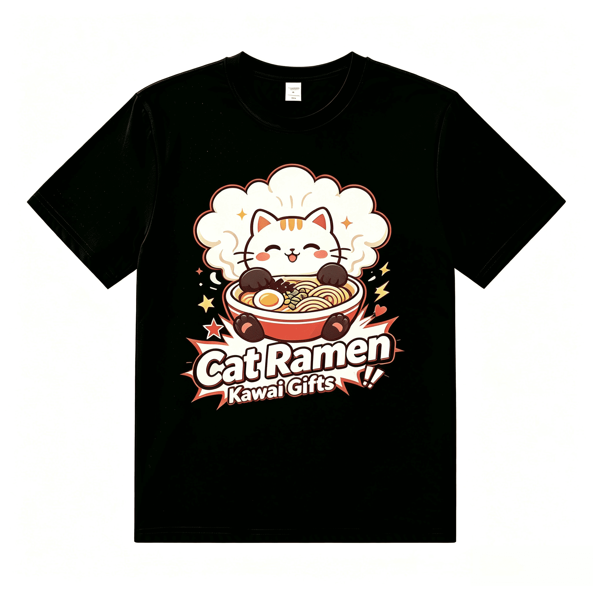 Cat Ramen Japanese Funny Graphic Tees Kawaii Cat Anime Gifts T-Shirt