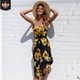thumbnail image 1 of Girasol estampado de piña botón de liga sin espalda vestido sexy mujer MABOTO Azul marino S, 1 of 5