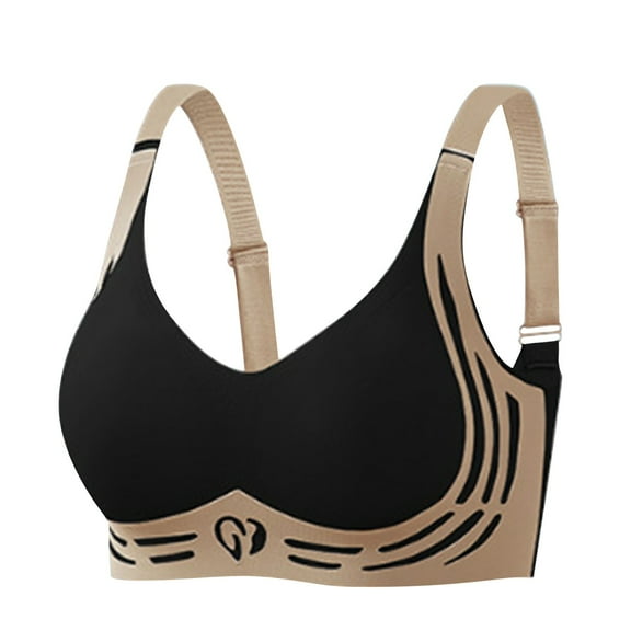 iHPH7 Sports Bras for Women Seamless Jelly Bras Wirefree Padded Push Up Adjustable Straps Workout Yoga Gym Activewear Athletic Bra Black L