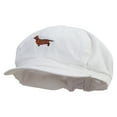 thumbnail image 2 of Dachshund Dog Embroidered Cotton Elastic Big Size Newsboy Cap - White 2XL-3XL, 2 of 5