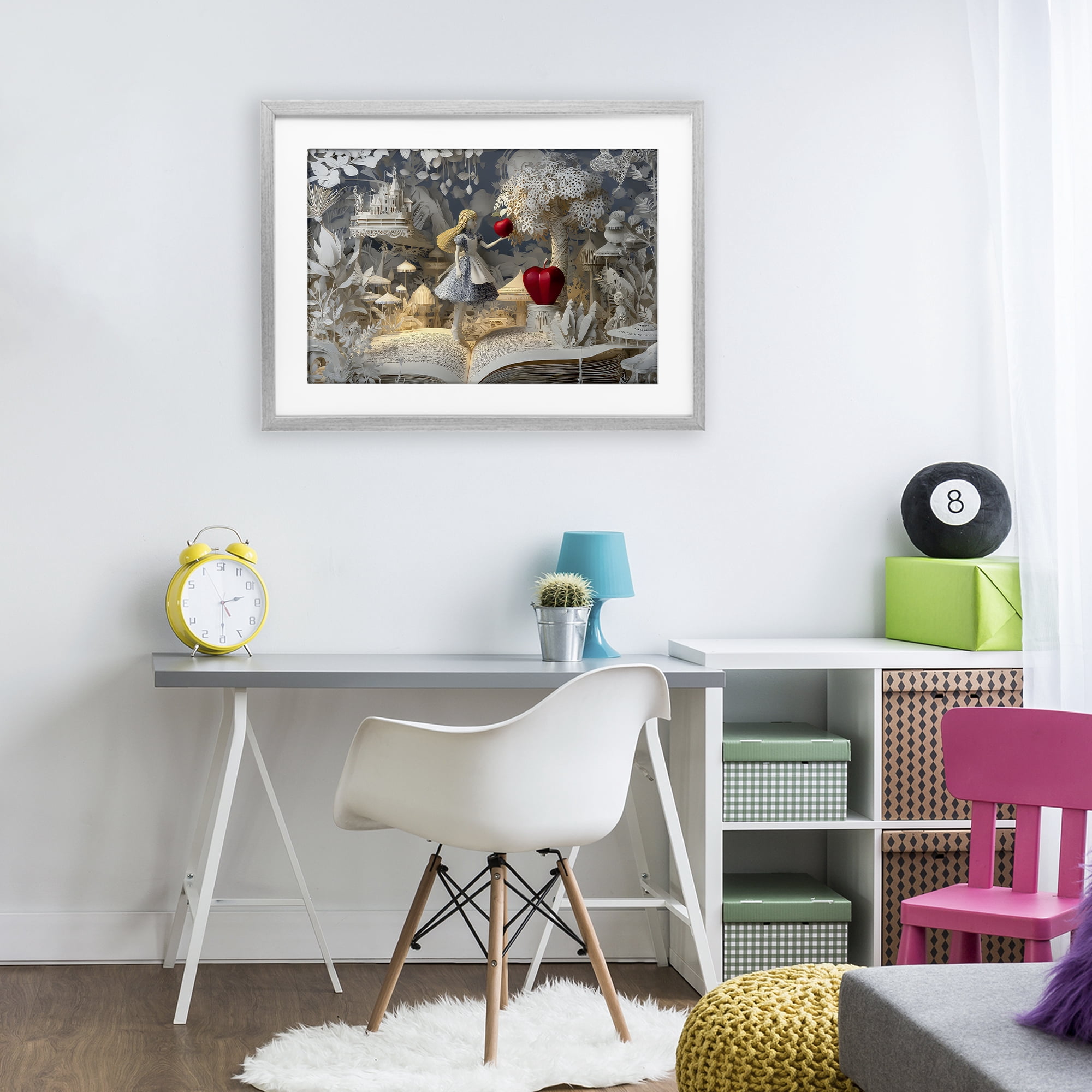 Stupell Industries Fairytale Scene Papercraft Gray Framed Print Under Glass, design by The Wands Want