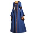 thumbnail image 5 of Women's Halloween Gothic Vintage Maxi Dress Long Dress Costumes Cosplay Retro Gown Dress Blue M, 5 of 7