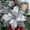 Silver, variant on 4 Inch Glitter Poinsettias Artificial Christmas Flowers for Decor, 6PCS Christmas Tree Ornaments Decor Fake Poinsettias with Stems, Xmas Ornaments for Tree Home Wreath DIY New Year Party-Silver