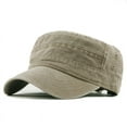 thumbnail image 2 of Mens Womens Outdoor Breathable Military Cadet Hat Flat Top Plain Washed Distressed Sun Hat Cap Khaki, 2 of 9