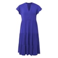 thumbnail image 4 of asddcavvf Robes pour Femmes Robe Midi d'Été à Manches à Volants Col en V Mode 2024 Coupe Décontractée, 4 of 4