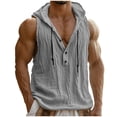 thumbnail image 2 of Guluxicc Cotton Tank Tops for Men Drawstring Hooded Solid Color Shirts Regular Fit Summer Outdoor Casual Sleeveless Tops, 2 of 9