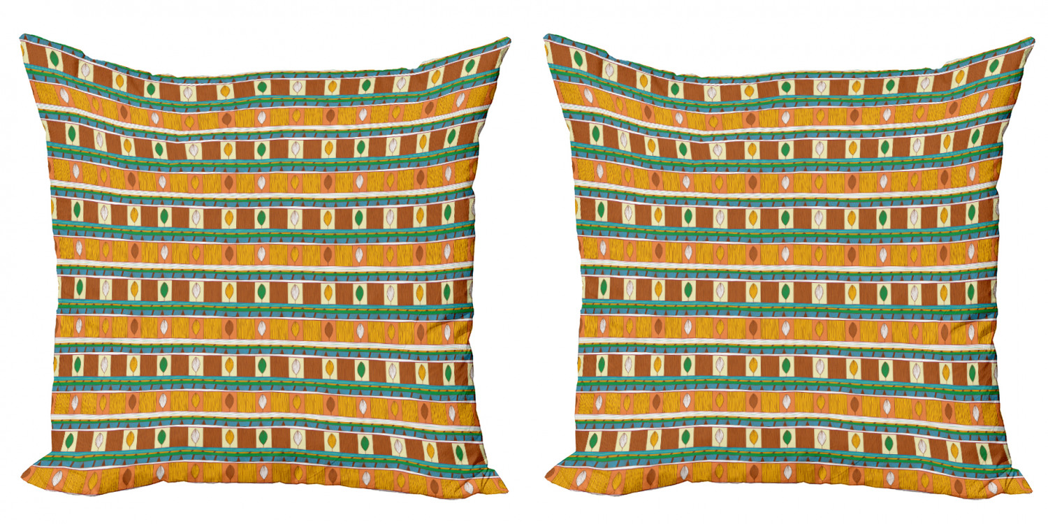 Tribal Throw Pillow Cushion Cover Pack of 2, Native Hand Drawn and