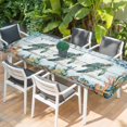thumbnail image 2 of Sea Turtle Coastal Table Cloths for 8 Foot Rectangle Tables, Summer Nautical Starfish Coral Grey Wooden Patio Waterproof Elastic Fitted Tablecloths, Washable Rectangular Table Cover for Camping, 2 of 8