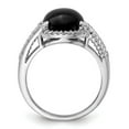 thumbnail image 2 of Auriga Fine Jewelry 925 Sterling Silver Rh-Plated Oval Onyx and Diamond Solitaire Ring Size 9 for Women, 2 of 6