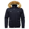 thumbnail image 5 of Men's Winter Thickened Warm With Pockets Casual Style Hooded Medium Length Coat Jacket, 5 of 5