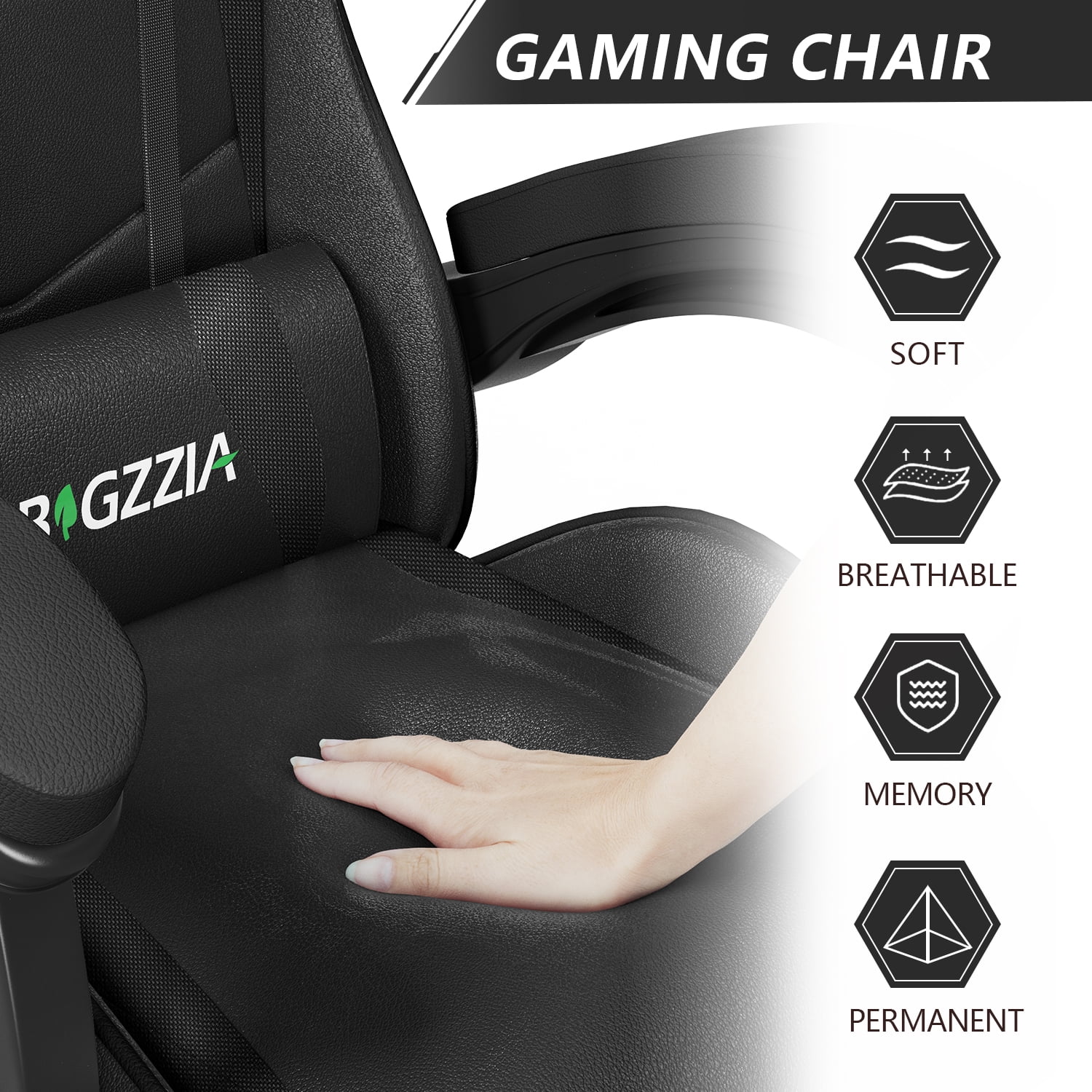 Bigzzia Gaming Chair, Computer with Lumbar Support Height Adjustable with 360-Swivel Seat and Headrest for Office or Gaming (Pink)