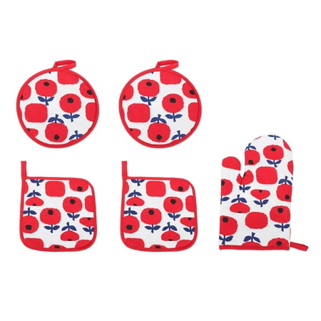 

FRCOLOR 1Set Anti-scald Mitts Table Mat Home Decorative Placemat Glove for Xmas Red