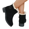thumbnail image 4 of EKVAHL Women's Winter Ankle Boots, Faux Fur Lined Booties, Round Toe Low Block Heel Cold Weather Warm Boots Black, 4 of 5