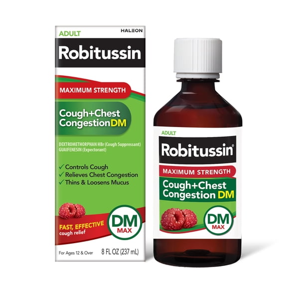 Robitussin Max Strength Cough Congestion DM and Cold Medicine, 8 Fl Oz