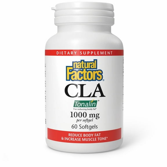 Natural Factors CLA Tonalin 1000 mg, Supports Healthy Muscle Mass and Weight Management, 60 Softgels