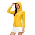 thumbnail image 2 of Women's Plus Size Hooded Sun Protection Jacket Full Zip Elastic Cuff Long Sleeve Sun Sweatshirt Lightweight Outdoor Windbreaker Coats Yellow, 2 of 7
