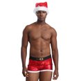 thumbnail image 3 of CHICTRY Ensemble de Noël pour Hommes Tenues de Père Noël 2 Pcs Boxeurs Rouges Shorts de Vacances avec Chapeau F Rouge TTG, 3 of 8
