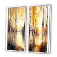 thumbnail image 3 of Designart "Yellow Birches by Lakeside Serenity II" Landscape Forest Framed Wall Art Set Of 2 - Country Yellow Gallery Wall Frame Set For Home Decor, 3 of 6