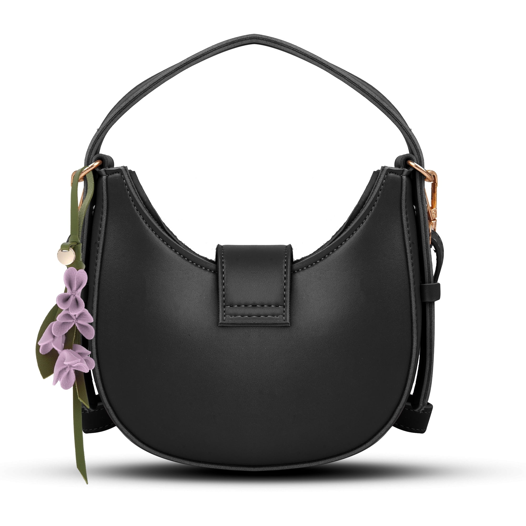 Unique Bargains PU Leather Flower Handbag Charm 1 Piece for Bags Purple