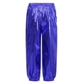 thumbnail image 2 of YONGHS Kids Girls Boys Shiny Metallic Dance Pants Modern Hip Hop Jazz Dance Costume Trousers Blue 11-12, 2 of 7