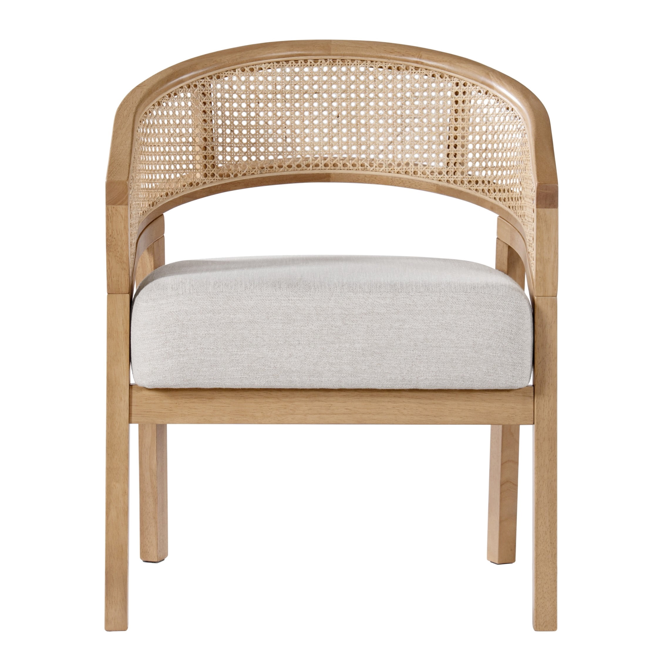 Christopher Knight Home Mid-Century Dining Chairs, Upholstered Seats, Rattan Cane Back, Natural, Set of 6