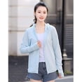thumbnail image 2 of Women's UPF 50+ Sun Protection Hoodie Jacket Lightweight Long Sleeve Sun Shirt for Women with Pocket Hiking Outdoor Breathable And UV-Protective Light Blue S, 2 of 6