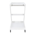 thumbnail image 3 of Powell Thornton 2-Tier Z-Frame Rolling Bar Cart with Glass Top, Antique White, 3 of 16