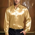 thumbnail image 2 of JTieacloth Button Up Dress Shirt with Pocket Mens Casual Fashion Bright Face Solid Color Lapel Long Sleeve Shirt Yellow, 2 of 5