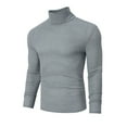 thumbnail image 2 of Men's Stretch Muscle Tshirts Turtleneck Long Sleeve Knit Tees Casual Slim Fit Basic Shirt Tops, 2 of 5