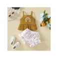 thumbnail image 2 of Franhais Girl Shorts Set, Rainbow Ribbed Square Neck Pleated Hem Camisole +Elastic Waist Shorts, 2 of 9