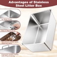 thumbnail image 5 of Stainless Steel Sifting Cat Litter Box for Pine Pellets, 23.6" x 15.7" x 7.9" Large Metal Litter Box with Sifter, for Large Cats & Multi-Cat Home, 5 of 8