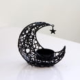 thumbnail image 2 of Candelabro de estrella y luna Eid con adorno de copa, candelabro artesanal de metal islámico Negro, 2 of 8