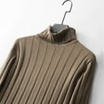 thumbnail image 6 of SERTG Men's High Neck Sweater Fall Winter Solid Color Long Sleeve Outdoor Thickened Warm Casual Knitwear Tops(Khaki#1,2XL), 6 of 8