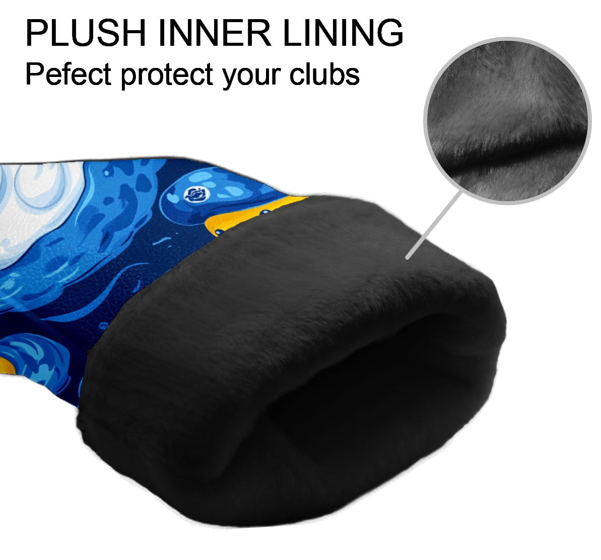 Golf Club Covers PU Leather Waterproof Head Covers for Fairway Woods Hybrids Rubber Duck