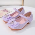 thumbnail image 2 of Quealent Girls Mary Jane Dress Shoes Rhinestones Bows Flower Girl Wedding Princess Low Heels Toddler Little Kids Pump Shoes Purple for Size 1.5, 2 of 7