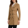 thumbnail image 5 of INSPIRE CHIC Women's Winter Coat Notched Lapel Double Breasted Trench Coat M Camel, 5 of 7