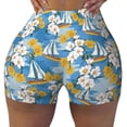 thumbnail image 2 of Lsque Flower and Sail Boat Pattern High Waisted Biker Shorts for Women-Tummy Control Fitness Athletic Workout Running Yoga Gym Shorts,Moisture-Wicking-X-Large, 2 of 9
